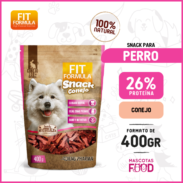Snack Naturales para Perros FIT Formula Sabor Conejo 400 GR.
