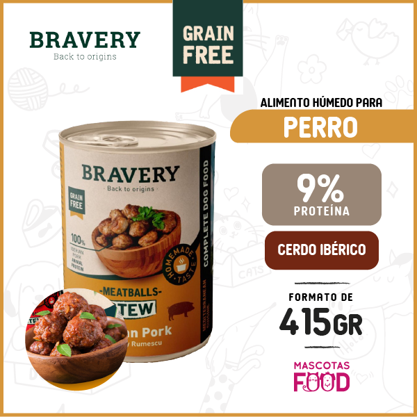 Albondigas para perros Bravery Cerdo Ibérico 415 GR