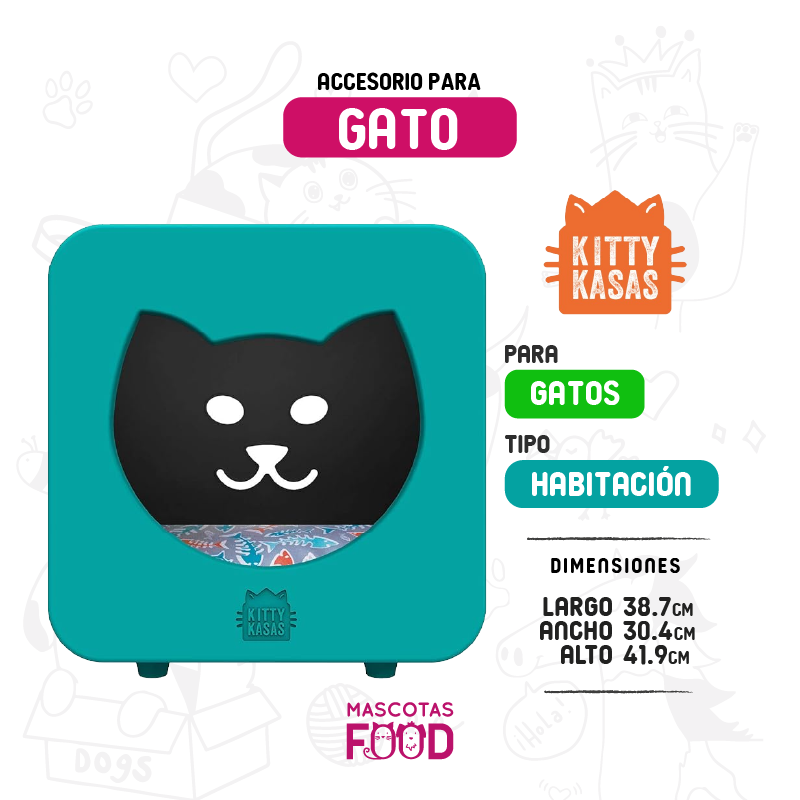 Kitty Kasas para Gato Habitación Verde azulado