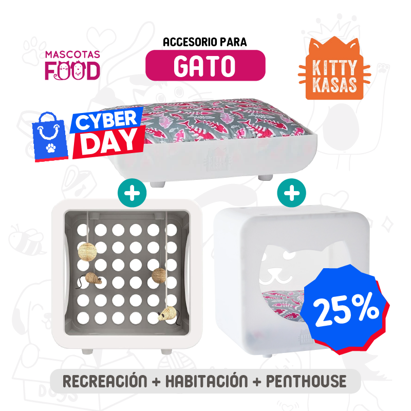 Kit 3 Kitty Kasas para Gato color Blanco