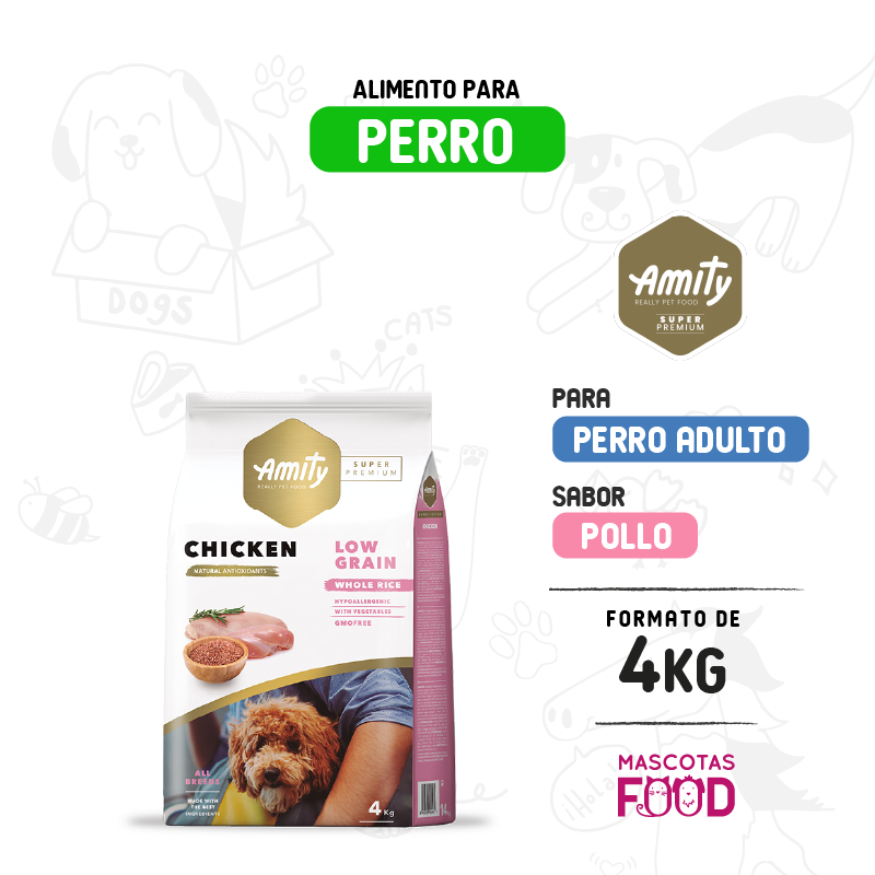 Amity SUPER Premium para Perro sabor Pollo 4 KG