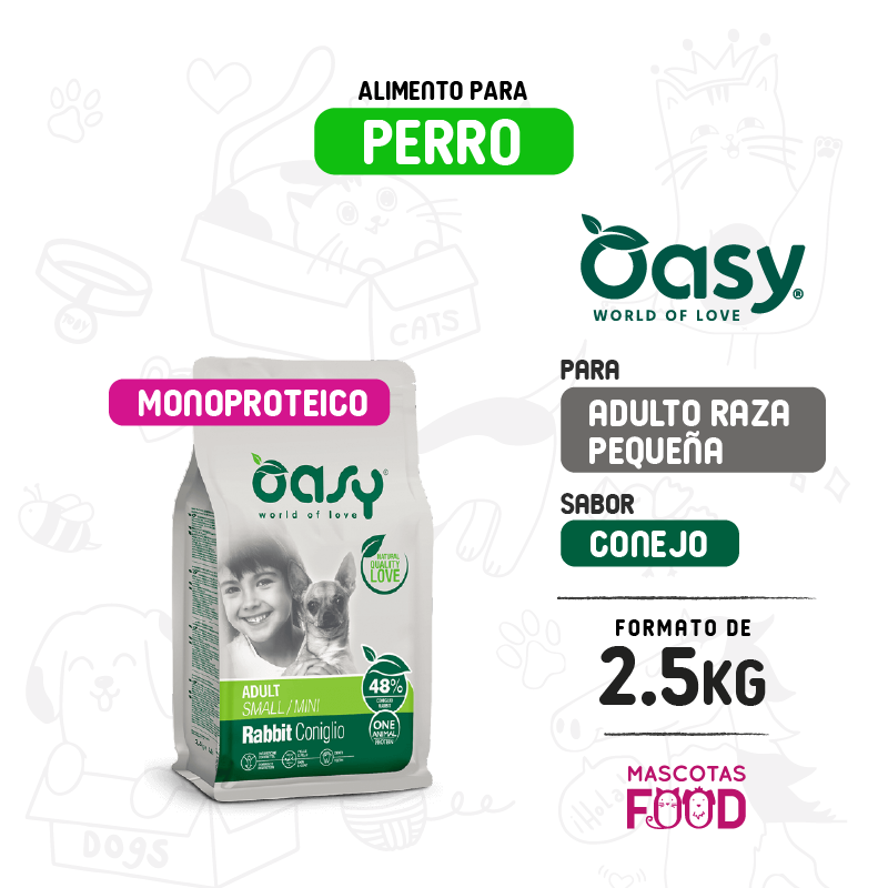 Oasy para Perro raza pequeña monoproteico Conejo 2.5KG